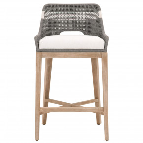 Tapestry Barstool Dove Flat Rope, White Speckle Stripe, Performance White Speckle, Natural Gray Mahogany