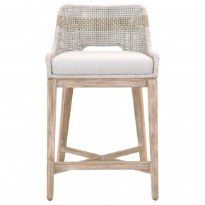 Tapestry Counter Stool Taupe & White Flat Rope, Taupe Stripe, Performance Pumice, Natural Gray Mahogany