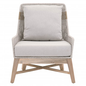 Tapestry Outdoor Club Chair Taupe & White Flat Rope, Taupe Stripe, Performance Pumice, Gray Teak Indoor/Outdoor