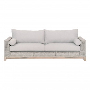 Tropez Outdoor 90" Sofa Taupe & White Flat Rope, Performance Pumice, Gray Teak Indoor/Outdoor