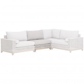 Tropez Outdoor Modular Armless Sofa Chair Taupe & White Flat Rope, Performance Pumice, Gray Teak Indoor/Outdoor