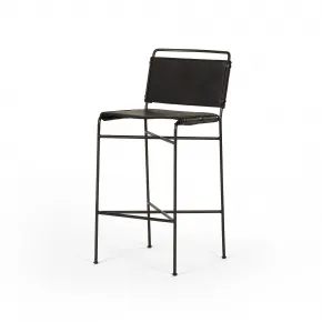 Wharton Distressed Black Bar Stool