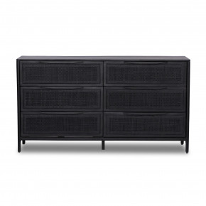 Sydney 6 Drawer Dresser Black Cane Black Wash W/