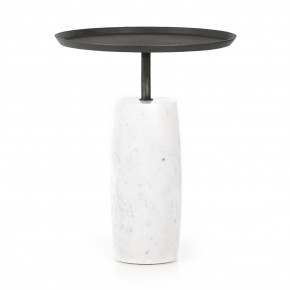 Cronos End Table Polished White Marble