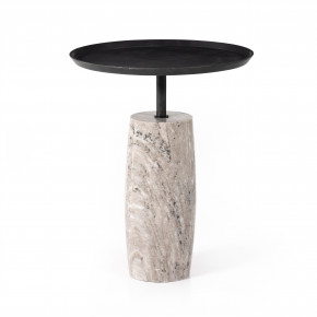 Cronos End Table River Grey Marble Solid