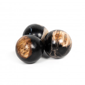 Petrified Wood Balls, Set 3 Dark