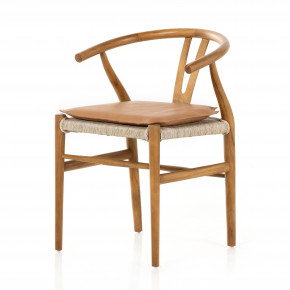 Muestra Dining Chair With Cushion Natural Teak/Whiskey Saddle