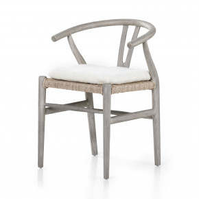 Muestra Dining Chair With Cushion Weathered Grey Teak/Cream Shorn Sheepskin