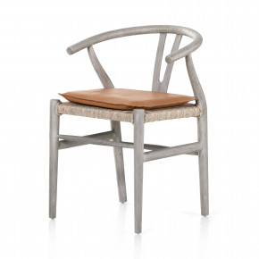 Muestra Dining Chair With Cushion Weathered Grey Teak/Whiskey Saddle