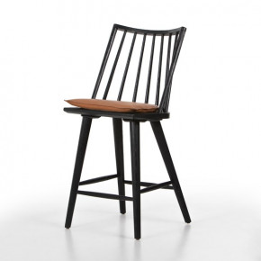 Lewis Windsor Stool With Cushion  Black/Whiskey Counter