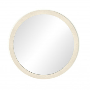 Cressida Wall Round Mirror Ivory Painted Linen