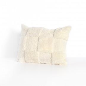 Patchwork Shearing Lumbar Pillow Cover 20" x 20" Cream Shorn Sheepskin
