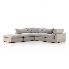 Stevie 4Pc Left Arm Facing Sectional Sofa W/Ottoman Flannel