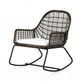 Bandera Outdoor Rocking Chair with Cushion Distressed Grey Finish