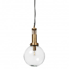 Aldis Globe Pendant Brushed Brass with Clear Glass