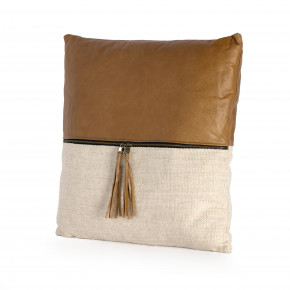 Leather And Linen Block Pillow Sonoma