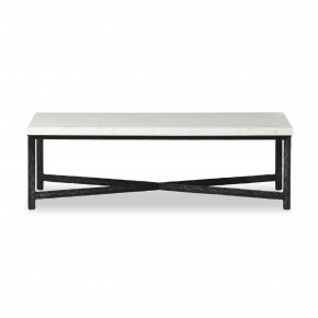 Hammered Iron Coffee Table White Marble