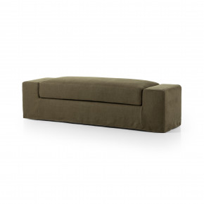 Wide Arm Slipcover Accent Bench Coffee