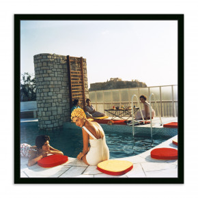 Penthouse Pool by Slim Aarons Black Maple Floater 24" x 24" Black Maple