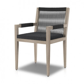 Sherwood Outdoor Dining Armchair Weathered Grey Fiqa Boucle Slate