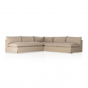 Grant Slipcover 3pc Sectional 114" Taupe