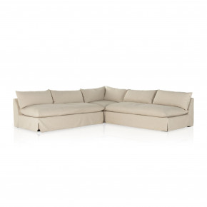 Grant Slipcover 3pc Sectional 114" Natural