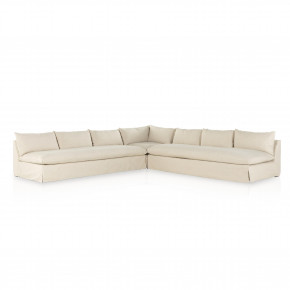 Grant Slipcover 3pc Sectional 134" Natural