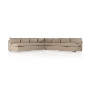 Grant Slipcover 3pc Sectional 134" Taupe