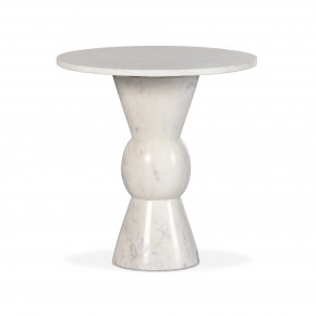 Fox End Table Polished White Marble