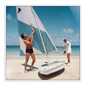 Boating In Antigua by Slim Aarons White