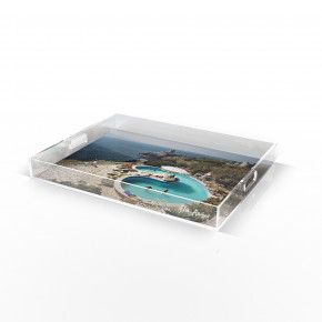 Pool At Villa Gli Arieti Tray by Slim Aarons 1/4" Clear Cast Acrylic