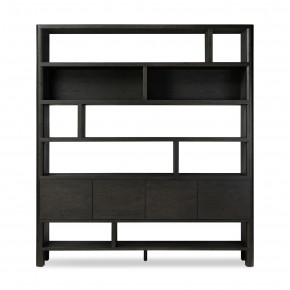 Noeline Wide Bookcase Smoked Black Oak