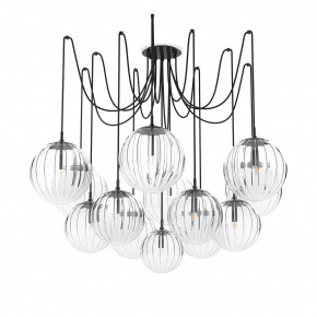 Spider Chandelier Black Gunmetal Clear Ribbon Glass