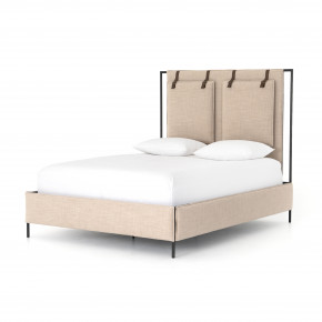 Leigh Upholstered Bed Palm Ecru