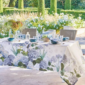 Jardin De Bretagne Bleu 100% Linen Damask Table Linens