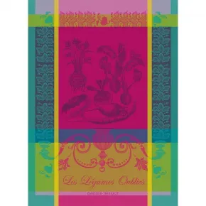 Legumes Oublies Fuchsia Kitchen Towel 22" x 30"