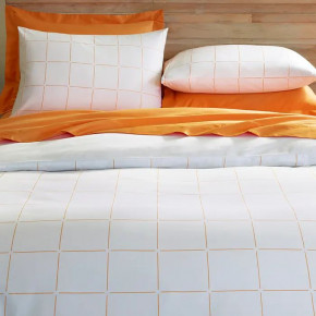 Menton Tangerine Square Printed Cotton Sateen Bedding