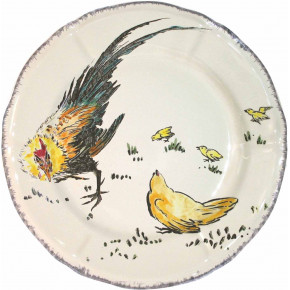 Grands Oiseaux Dessert Plate Rooster & Hen 9 1/4" Dia
