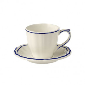 Filet Cobalt US Tea Cups & Saucers 8 1/2 Oz, 6" Dia, Set of 2