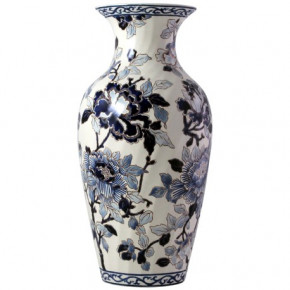 Pivoines Bluees Fluted Vase 2 14 3/16 H