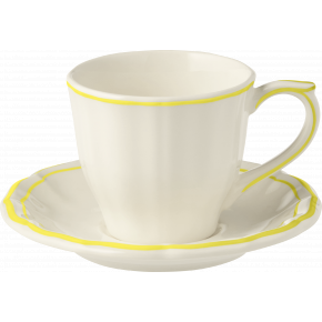 Filet Citron US Tea Cups & Saucers 8 1/2 Oz, 6" Dia, Set of 2