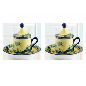 Oriente Italiano Citrino Coffee Cup With Plate And Cover Set, For Two Impero