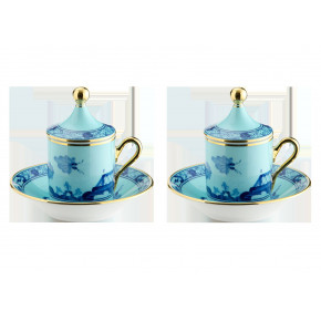 Oriente Italiano Iris Coffee Cup With Plate And Cover Set, For Two Impero