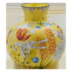 Corona Oro Brillante Giardino Dell'Iris Citrino Spherical Vase With Leaves Decorations On The Neck H Cm 32