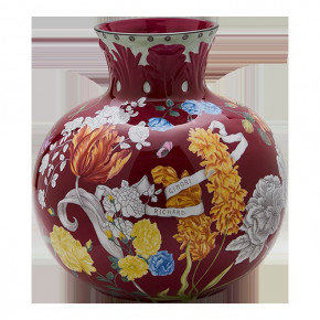 Corona Oro Brillante Giardino Dell'Iris Porpora Spherical Vase With Leaves Decorations On The Neck H Cm 32