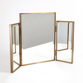 Tri Fold Vanity Mirror Antique Brass
