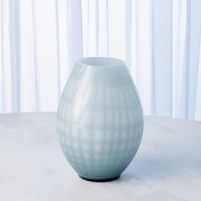 Cased Glass Grid Vase Blue Small