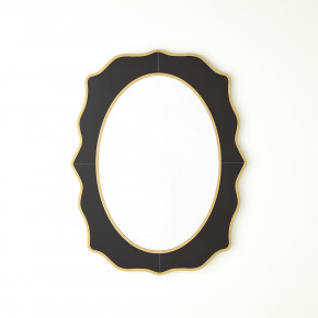 Oval Beveled Mirror with Black Glass Sur