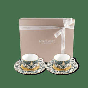 Reves Du Nil Green/Gold Set Of 2 Teacups And Saucers Diam 16 Cm, H: 5.5 Cm, 14 Cl