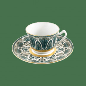 Reves Du Nil Green/Gold XL Cappuccino Cup & Saucer Diam 22.6 Cm, H: 9.1 Cm, 38 Cl